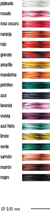 FancyWire est�n disponible en Rosado, rosa oscuro, naranja, rojo, granate, amarillo, mandarina, petr�leo, azul, lavanda, violeta, azul hielo, lim�n, verde, salm�n, marr�n, negro
