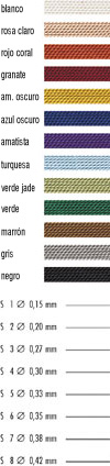 GRIFFIN Jewelry Silk est�n disponible en blanco rosa claro rojo coral granate amarillo azul amatista turquesa verde jade marr�n gris negro