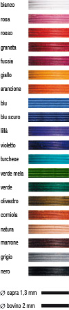 Cordoncini in cuoio della GRIFFIN � disponibile in bianco, rosa chiaro, rosa scuro, rosso corallo, rosso, rosso granata, giallo, giallo scuro, blu, blu scuro, lilla, ametista, turchese, giada verde, corniola, beige, marrone, grigio, nero