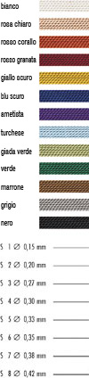 Jewelry Silk della GRIFFIN bianco, rosa chiaro, rosso corallo, rosso, rosso granata, giallo, blu scuro, ametista, turchese, giada verde, marrone, grigio, nero