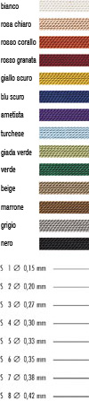 PowerNylon della GRIFFIN bianco, rosa chiaro, rosso corallo, rosso, rosso granata, giallo, blu scuro, ametista, turchese, giada verde, marrone, grigio, nero