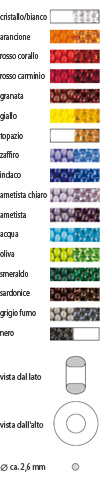 Rocailles de Boemia della GRIFFIN � disponibile in Cristallo, rosalie, arancione, rosso corallo, rosso carminio, granata, giallo, topazio, zaffiro, indaco, ametista chiaro, ametista, acqua, peridotite, oliva, smeraldo, corniola, sardonice, grigio fumo, nero