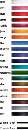 Rubans de cuir de GRIFFIN est disponible en blanc rose clair rose fonc� rouge corail rouge rouge-grenat jaune jaune fonc� bleu bleu fonc� violet am�thyste turquoise vert-jade vert carn�ol beige brun gris noir