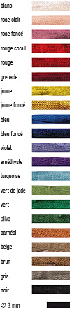 Rubans de soie de GRIFFIN est disponible en 20 couleurs naturelles: blanc rose clair rose fonc� rouge corail rouge rouge-grenat jaune jaune fonc� bleu bleu fonc� violet am�thyste turquoise vert-jade vert carn�ol beige brun gris noir