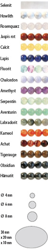  farben-edelsteine		GRIFFIN gebohrte Edelsteine sind lieferbar als Selenit, Howlith, Rosenquarz, Jaspis rot, Calcit, Lapis, Fluorit, Chalcedon, Amethyst,  Serpentin, Aventurin, Labradorit, Karneol, Achat, Tigerauge, Obsidian, H�matit