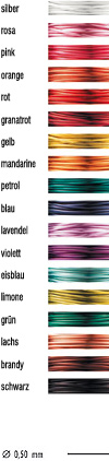 FancyWire in rose, pink, orange, rot, granat rot, gelb, mandarine, petrol, blau, lavendel, violett, eisblau, limone, gr�n, lachs, brandy, schwarz