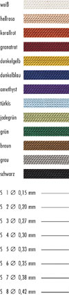 GRIFFIN Jewelry Silk in wei� hellrosa korallrot rot granatrot gelb dunkelblau amethyst t�rkis jadegr�n gr�n braun grau schwarz